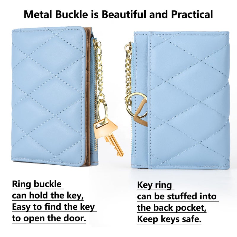 VODIU Women's Short Purse Leather Medium Wallet Leaf Bifold Card Coin Holder Small Purses Buckle Zipper Clutch - Image 3
